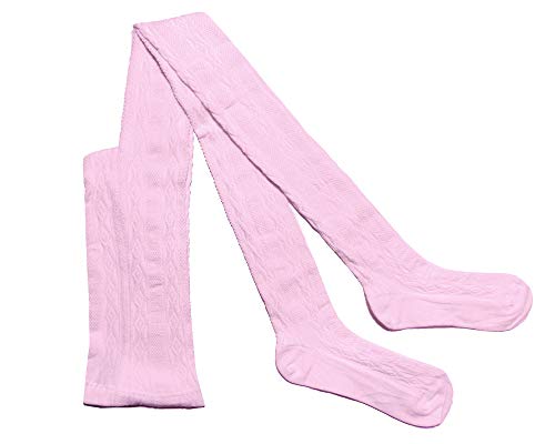 Weri Spezials Rustikale feine Kinder Strumpfhose mit edlem Vier-Zopfmuster in verschiedenen Farben. (134-146, Rosa) von Weri Spezials