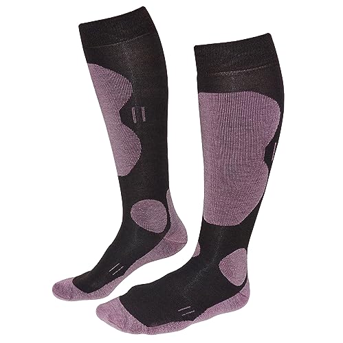 Weri Spezials Skisocken aus Wolle für Damen, Kinder und Herren, Thermo Warme Kniestrümpfe Skistrümpfe Wintersocken, 1 Paar (39-42, Schoko-Rosa) von Weri Spezials