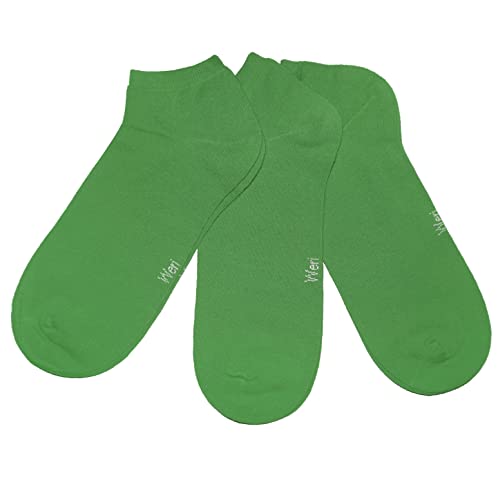 Weri Spezials Sneaker Socken 3 Paar Damen und Kinder Sportsocken 3-er Pack Baumwolle Sneakersocken Set Uni Glatt (as3, numeric, numeric_35, numeric_38, regular, regular, Grasgrün) von Weri Spezials