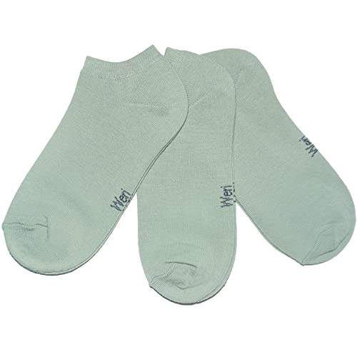 Weri Spezials Sneaker Socken 3 Paar Damen und Kinder Sportsocken 3-er Pack Baumwolle Sneakersocken Set Uni Glatt (as3, numeric, numeric_39, numeric_42, regular, regular, Grau Olive) von Weri Spezials
