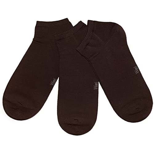 Weri Spezials Sneaker Socken 3 Paar Damen und Kinder Sportsocken 3-er Pack Baumwolle Sneakersocken Set Uni Glatt (as3, numeric, numeric_39, numeric_42, regular, regular, Schoko) von Weri Spezials