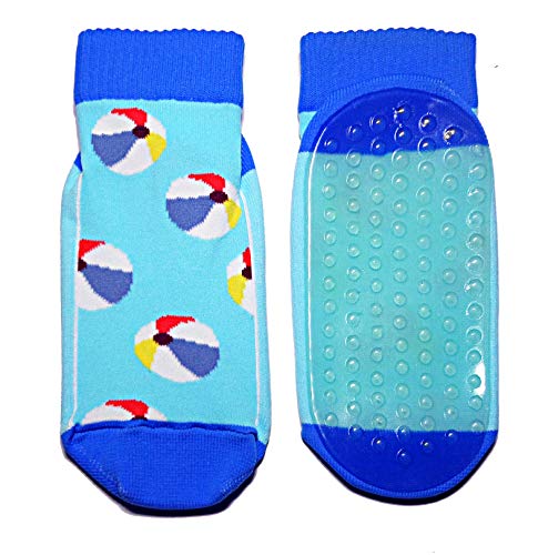 Weri Spezials Strandsocken Badesocken für Kinder und die ganze Familie mit der durchgehender ABS Beschichtung, Thermolite Aqua-Beach-Socken in mehreren Designs (23-26, Türkis Strandbälle) von Weri Spezials