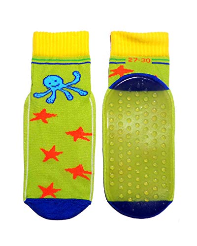 Weri Spezials Strandsocken Badesocken für Kinder mit der durchgehender ABS Beschichtung, Thermolite Aqua-Beach-Socken in mehreren Designs (27-30, Gelb Tintenfisch) von Weri Spezials