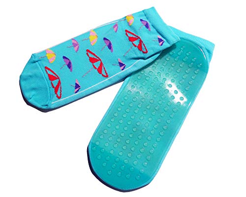 Weri Spezials Strandsocken für Madchen un Damen mit der durchgehenden ABS Beschichtung, Aqua-Socken Schwimmschuhe mit Sonnenschirm, von Größe 31 bis 42, in 2 tollen Farben (35-38, Türkis) von Weri Spezials