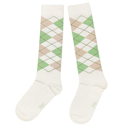 Weri Spezials Unisex Kniestrümpfe aus Baumwolle Argyle Rombe Muster Reitsocken (as3, numeric, numeric_23, numeric_26, regular, Creme+Grun, 23-26) von Weri Spezials