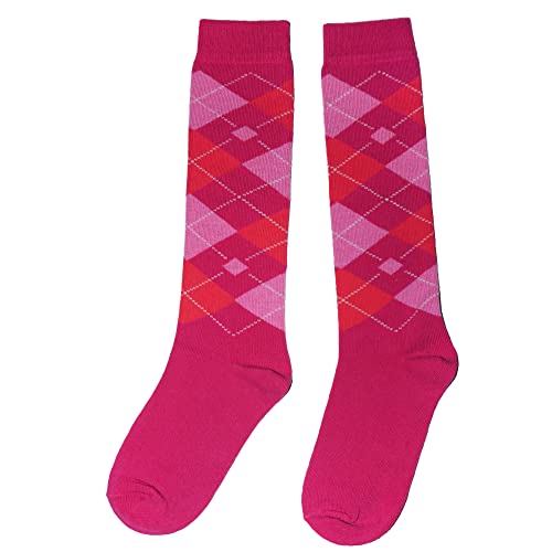 Weri Spezials Unisex Kniestrümpfe aus Baumwolle Argyle für Kinder und Erwachsene Rombe Muster Reitsocken (DE/NL/SE/PL, Numerisch, 31, 34, Regular, Double Rombe Pink) von Weri Spezials