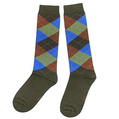 Weri Spezials Unisex Kniestrümpfe aus Baumwolle Argyle für Kinder und Erwachsene Rombe Muster Reitsocken (as3, numeric, numeric_31, numeric_34, regular, Dunkel Grün, 31-34) von Weri Spezials