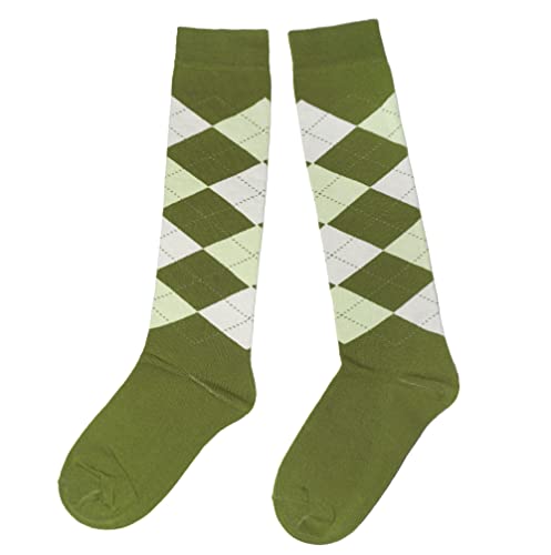 Weri Spezials Unisex Kniestrümpfe aus Baumwolle Argyle für Kinder und Erwachsene Rombe Muster Reitsocken (as3, numeric, numeric_35, numeric_38, regular, Salat Grün, 35-38) von Weri Spezials