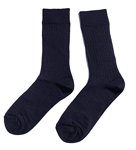 Weri Spezials Wertvolle Warme Natur Socken für Herren mit dem hohen Wolleanteil und Acryl. Grobstrick, Weich, Komfort und Wärme! (43-46, Marine 5:2 Rippe) von Weri Spezials