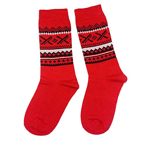 Weri Spezials Wolle Socken warme natur Damen Socke mit verschiedenen Wolleanteil und Acryl (39-42, Rot Norwegermuster) von Weri Spezials