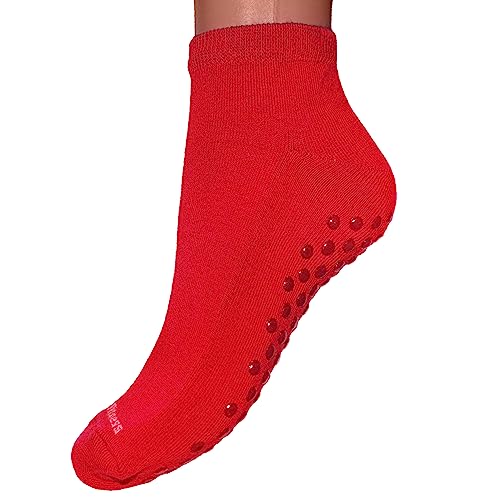 Weri Spezials Yoga & Fitness Damen Stoppersocken Anti-Rutsch Socken Pilates Sportsocken Sneaker (as3, numeric, numeric_35, numeric_38, regular, regular, Rot) von Weri Spezials