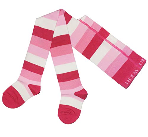 Weri Spezials Baby und Kinderstrumpfhose für Mädchen Blockringel Design in verschiedenen Farbvariationen (110-116, Pink Blockringel) von Weri Spezials