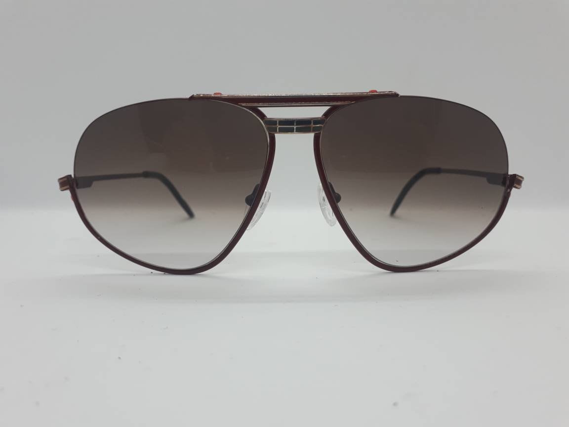 Vintage Ferrari F6 Sunglasses 80S Red Steelframe Metalframe 1980S Made in West Germany Brown Near Mint Condtion Original Case von Werk23