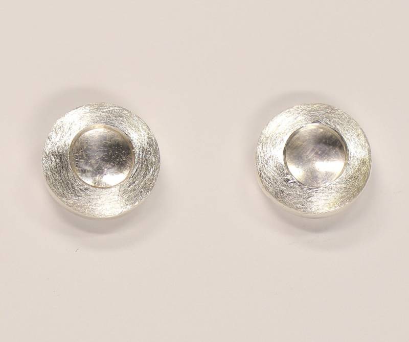 Feine Ohrstecker Silber Rund Mattiert von WerkBrett