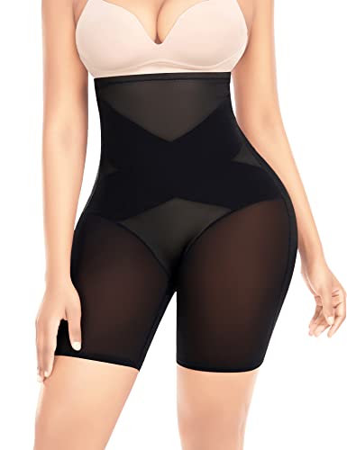 Werkiss Bauchweg Unterhose Damen Shapewear Miederhose Hohe Taille Bauchkontrolle Unterwäsche Leggings Body Shaper Miederpants(#1 Schwarz-damencross-new335s, M) von Werkiss