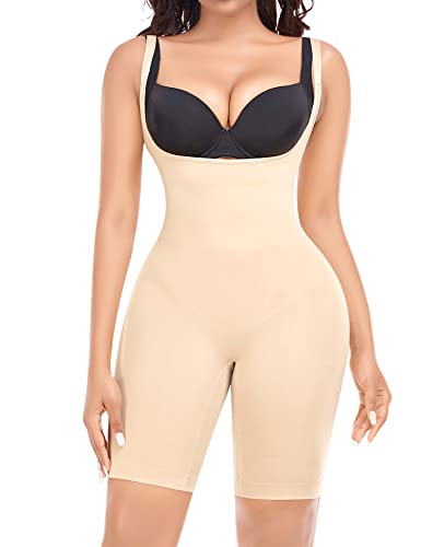 Werkiss Shapewear Damen Shapewear Schlankheitsgürtel flacher Bauch Body Shapewear Schlankheitsgürtel unsichtbar Bodysuit, #1 Beige-Buste offen, 46 von Werkiss