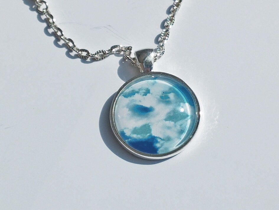 Cabochon-Kette, Glasanhänger Mit Himmel von Werkstatt29