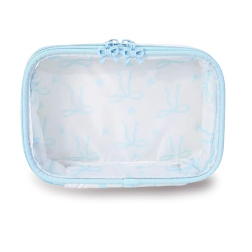 Werncy Transparente Make-up-Tasche für Damen, Schleife, transparent, wasserdicht, geeignet für Reisen, niedliche Kosmetiktasche, Freundin, Mutter, Brautjungfer, Kosmetiktasche – blaue Schleife in Werncy Transparente Make-up-Tasche für Damen, Schleife, transparent, wasserdicht, geeignet für Reisen, niedliche Kosmetiktasche, Freundin, Mutter, Brautjungfer, Kosmetiktasche – blaue Schleife in von Werncy