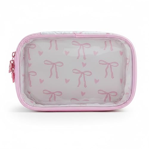 Werncy Transparente Make-up-Tasche für Damen, Schleife, transparent, wasserdicht, geeignet für Reisen, niedliche Kosmetiktasche, Freundin, Mutter, Brautjungfer, Kosmetiktasche – transparente rosa Werncy Transparente Make-up-Tasche für Damen, Schleife, transparent, wasserdicht, geeignet für Reisen, niedliche Kosmetiktasche, Freundin, Mutter, Brautjungfer, Kosmetiktasche – transparente rosa von Werncy