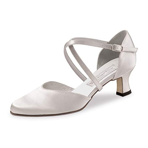 Werner Kern - Damen Tanzschuhe/Brautschuhe Patty 5,5 - Satin Weiß - 5,5 cm - Ledersohle für die Straße [UK 2] von Werner Kern