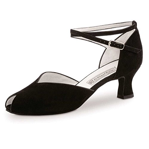 Werner Kern Damen Tanzschuhe Asta 5,5 - Veloursleder Schwarz - Normalweite - 5,5 cm Flare Absatz - Made in Italy UK , 6 UK = 39 2/3 von Werner Kern