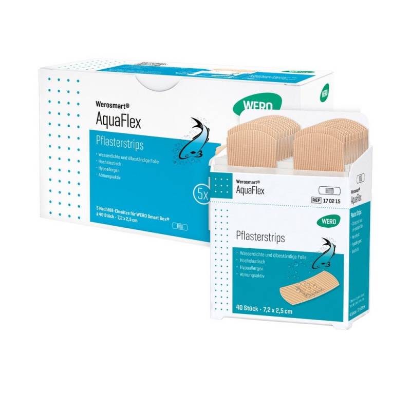 Werosmart® Wundpflaster Werosmart® AquaFlex Pflasterstrips (5 Einsätze, 200 St), Pflasterstrips von Werosmart®
