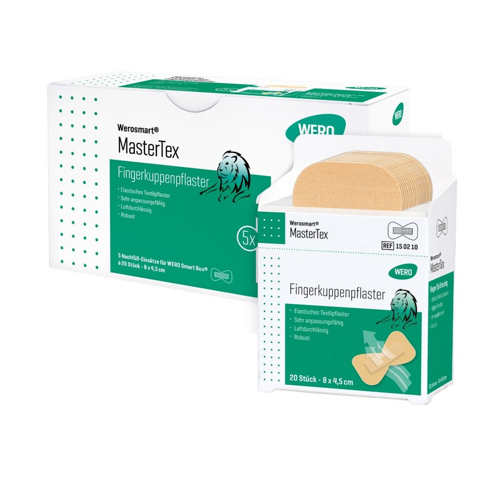 Werosmart® Wundpflaster Werosmart® MasterTex Wundpflaster (5 Einsätze, 100 St), Fingerkuppenpflaster von Werosmart®