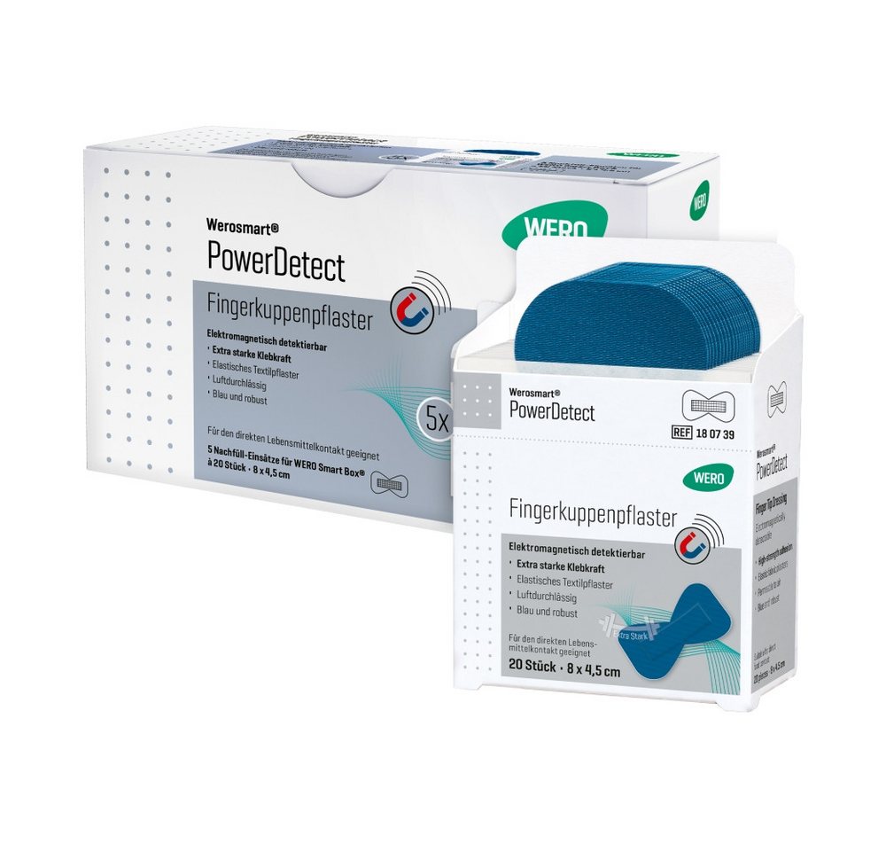 Werosmart® Wundpflaster PowerDetect Pflaster (5 Einsätze, 100 St), Fingerkuppenpflaster von Werosmart®