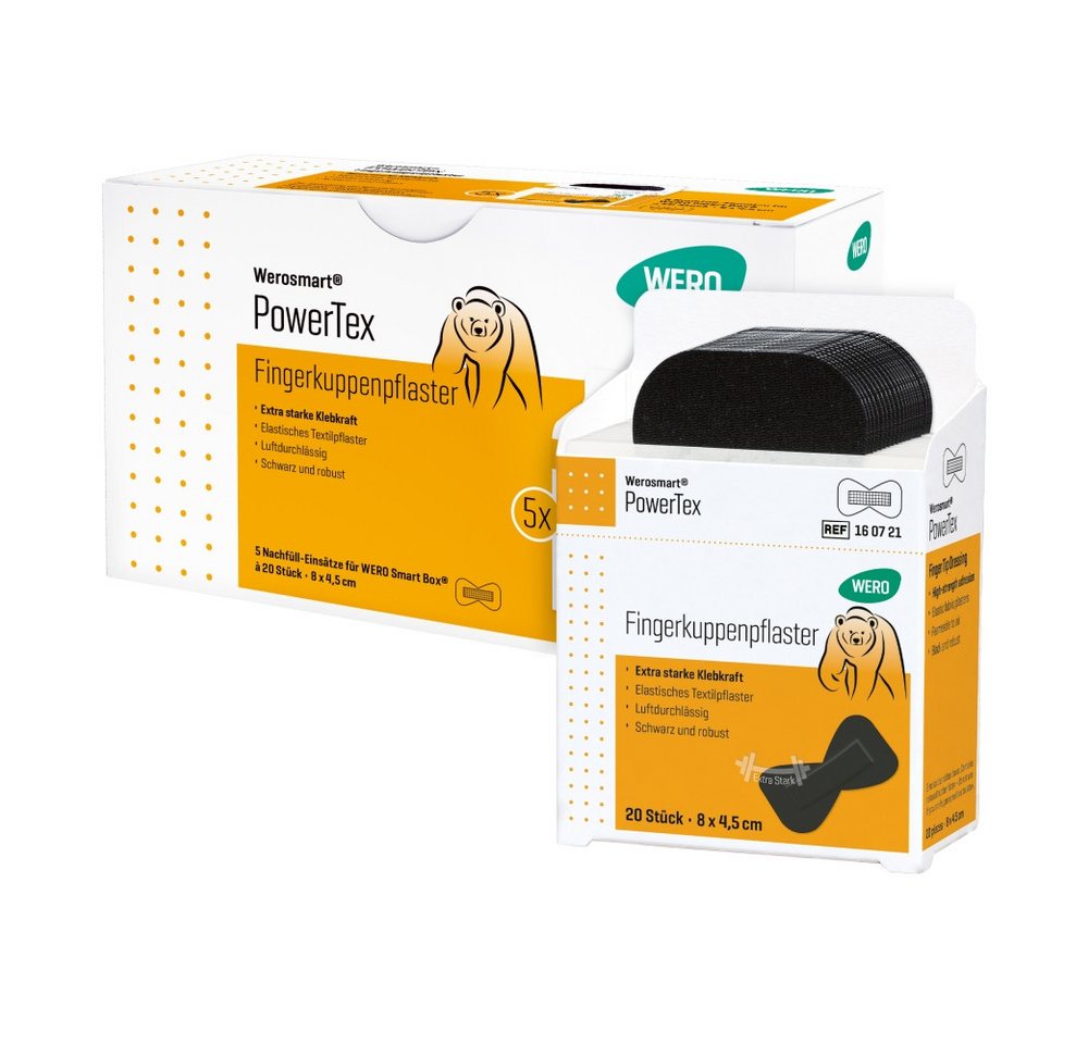 Werosmart® Wundpflaster Werosmart® PowerTex Pflaster (5 Einsätze, 100 St), Fingerkuppenpflaster von Werosmart®