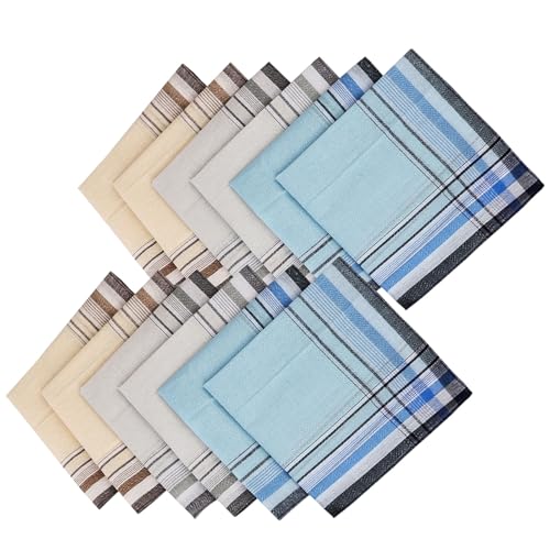 Werownsgso 12 Stück Herren-Taschentücher 40 X 40 CM Wiederverwendbare Taschentücher 100% Baumwollstoff Taschentuch-Set Traditionelle Stoff von Werownsgso