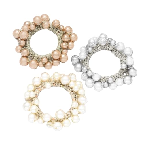3 Stück Perlen Haargummis Mode Perlen Stirnband Elastische Gummibänder Haarschmuck für Damen von Werownsgso