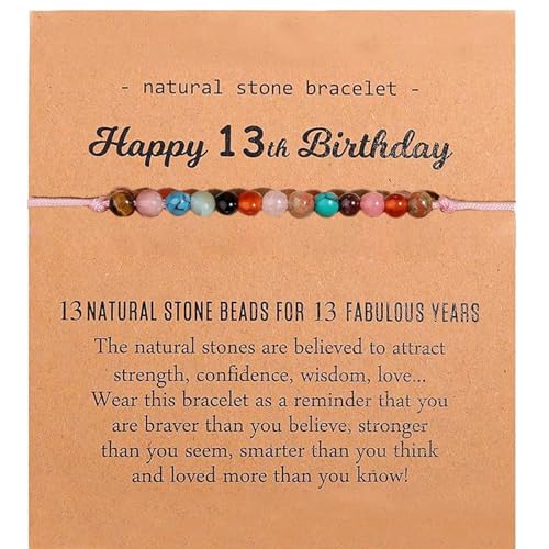 Werownsgso Bonbonfarbenes Natursteinarmband Zum 13. Geburtstag Geschenk Naturkristall Verstellbares Armband Für Nichte Schwester Freundin Geschenk Mädchen Tochter Geburtstagsgeschenkidee von Werownsgso
