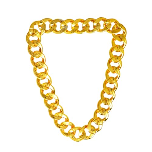 Werownsgso Herren Goldkette，Breit Link Chain，Gefälschte Halskette aus Kunststoff，Hip Hop Kette Halskette für Cosplay Halloween Fasching Karneval Thema Party von Werownsgso