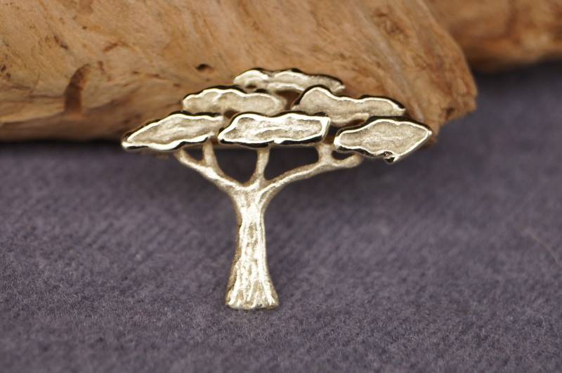 Vintage Brosche Baum Gelbgold 333/ - Gestempelt 20x25mm Oberfläche Glänzend Und Matt Sicherheitsnadel Sehr Gut Erhalten Gereinigt von WertGeschaetzt