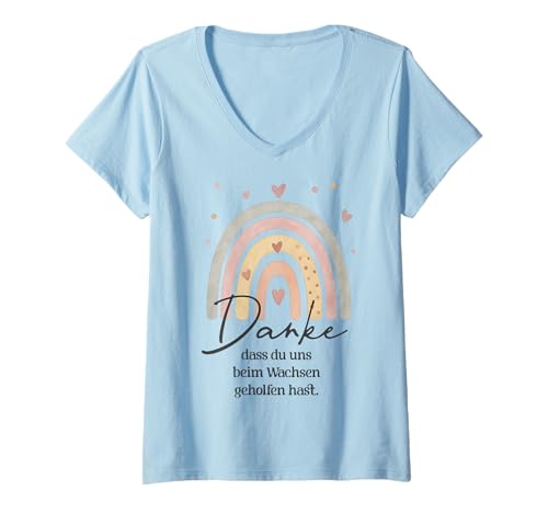 Damen Danke DASS du Uns beim Wachsen geholfen hast Regenbogen T-Shirt mit V-Ausschnitt Damen Danke DASS du Uns beim Wachsen geholfen hast Regenbogen T-Shirt mit V-Ausschnitt von Wertschätzung Kindergarten Schule