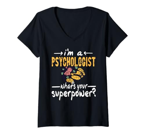 Damen Ich Bin Psychologe was ist Deine Superkraft Spruch T-Shirt mit V-Ausschnitt Damen Ich Bin Psychologe was ist Deine Superkraft Spruch T-Shirt mit V-Ausschnitt von Wertschätzung für Mental Health Experten