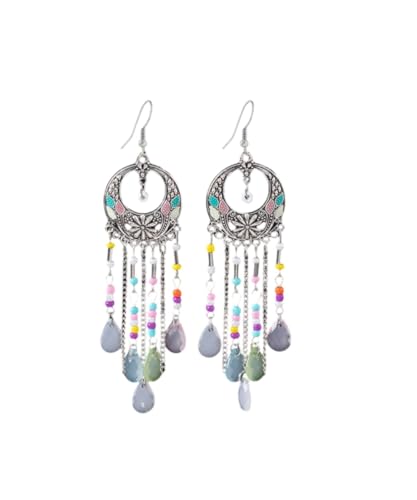 Böhmische lange Kristall-Quasten-Ohrringe für Frauen, Retro-Ethno-Stil, Tropfen-Design, hypoallergen, Sommerurlaub, Einheitsgröße, Metall, Synthetik Böhmische lange Kristall-Quasten-Ohrringe für Frauen, Retro-Ethno-Stil, Tropfen-Design, hypoallergen, Sommerurlaub, Einheitsgröße, Metall, Synthetik von Werwing