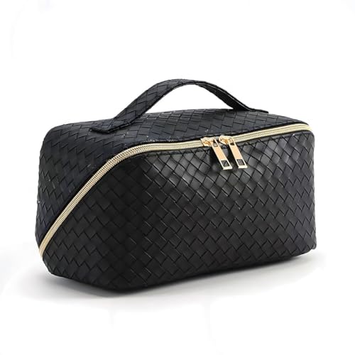 Make-up-Tasche für Damen, Make-up-Aufbewahrung, wasserdicht, tragbare Kosmetiktasche, große Kulturtasche, Schwarz , Modern von Werwing