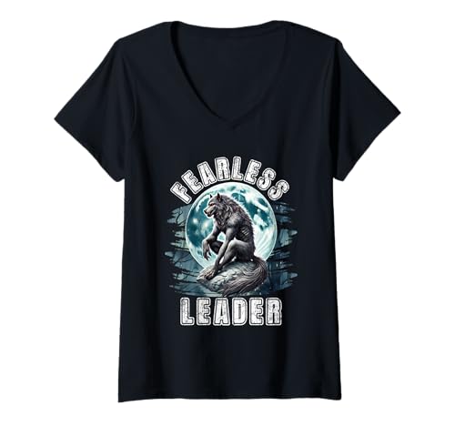 Damen Alpha Wolf FURCHTLOSER ANFÜHRER Lustiges Wölfe T-Shirt mit V-Ausschnitt Damen Alpha Wolf FURCHTLOSER ANFÜHRER Lustiges Wölfe T-Shirt mit V-Ausschnitt von Werwolf T-Shirt Herren Alpha Wolf Kostüm Wölfe
