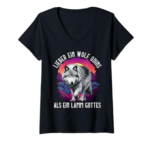 Damen Alpha Wolf LIEBER EIN WOLF ODINS ALS LAMM GOTTES Wölfe T-Shirt mit V-Ausschnitt Damen Alpha Wolf LIEBER EIN WOLF ODINS ALS LAMM GOTTES Wölfe T-Shirt mit V-Ausschnitt von Werwolf T-Shirt Herren Alpha Wolf Kostüm Wölfe