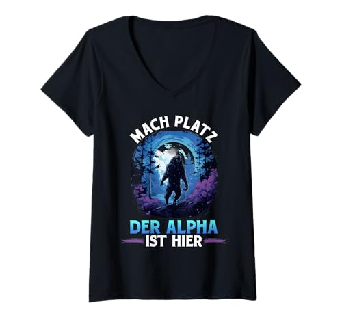 Damen Alpha Wolf MACH PLATZ DER ALPHA IST HIER Lustig Wölfe T-Shirt mit V-Ausschnitt Damen Alpha Wolf MACH PLATZ DER ALPHA IST HIER Lustig Wölfe T-Shirt mit V-Ausschnitt von Werwolf T-Shirt Herren Alpha Wolf Kostüm Wölfe