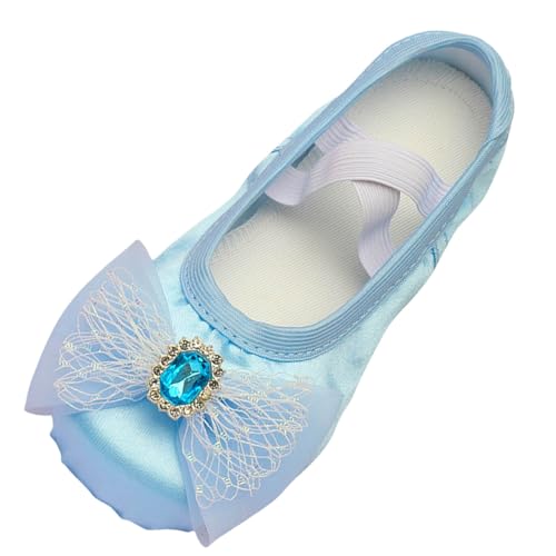 Ballettschuhe Mädchen Ballett Gymnastikschuhe Turnschläppchen Kinder Mädchen Prinzessin Schuhe Glitzer Schuhe Leichte Bequeme Rutschfeste Tanzschuhe Für Ballett Performance (c-Blue, 29.5 Little Child) von Wesaloes