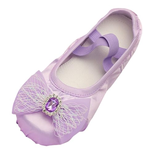 Ballettschuhe Mädchen Ballett Gymnastikschuhe Turnschläppchen Kinder Mädchen Prinzessin Schuhe Glitzer Schuhe Leichte Bequeme Rutschfeste Tanzschuhe Für Ballett Performance (c-Purple, 31 Little Child) von Wesaloes