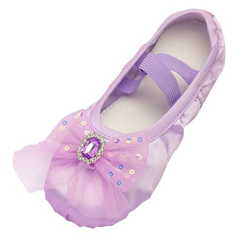 Ballettschuhe Mädchen Ballett Gymnastikschuhe Turnschläppchen Kinder Mädchen Prinzessin Schuhe Glitzer Schuhe Leichte Bequeme rutschfeste Tanzschuhe Für Ballett (d-Purple, 27.5 Little Child) von Wesaloes