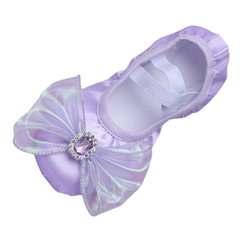 Ballettschuhe Mädchen Ballett Gymnastikschuhe Turnschläppchen Kinder Mädchen Prinzessin Schuhe Glitzer Schuhe Leichte Bequeme rutschfeste Tanzschuhe Für Ballett Performance (a-Purple, 34 Big Kids) von Wesaloes