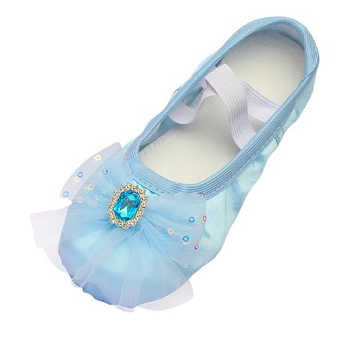 Ballettschuhe Mädchen Ballett Gymnastikschuhe Turnschläppchen Kinder Mädchen Prinzessin Schuhe Glitzer Schuhe Leichte Bequeme rutschfeste Tanzschuhe Für Ballett Performance (d-Blue, 30 Little Child) von Wesaloes