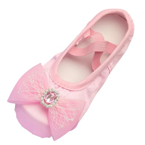 Ballettschuhe Mädchen Ballett Gymnastikschuhe Turnschläppchen Kinder Mädchen Prinzessin Schuhe Glitzer Schuhe Leichte Bequeme rutschfeste Tanzschuhe Für Ballett Performance Schuhe (28 Little Child) von Wesaloes