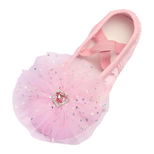 Ballettschuhe Mädchen Ballett Gymnastikschuhe Turnschläppchen Kinder Mädchen Prinzessin Schuhe Glitzer Schuhe Leichte Bequeme rutschfeste Tanzschuhe Für Ballett Performance Schuhe (31 Little Child) von Wesaloes