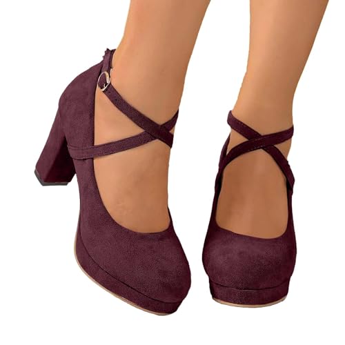 Dirndl Schuhe Damen Trachten Hochzeitsschuhe Trachtenschuhe mit Absatz Chunky Tanzschuhe Brautschuhe Blockabsatz Ballerinas Elegant Schuhe Zum Dirndl Absatzschuhe Spangenpumps (39) von Wesaloes
