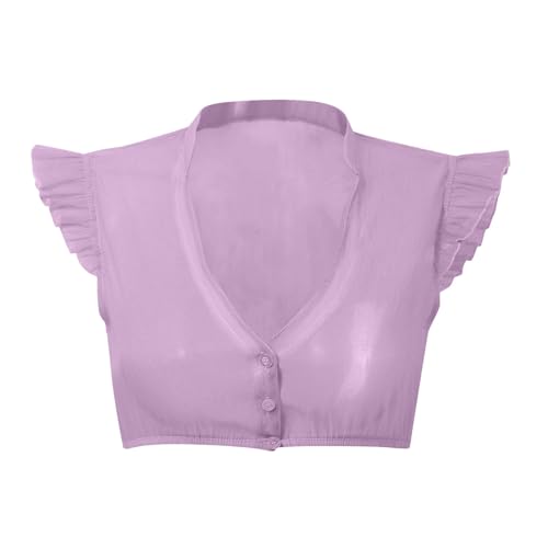 Dirndlbluse Damen Kurzarm Dirndl Bluse Damen Weiß Trachten Flügelärmel Trachtenbluse Hochgeschlossen Oktoberfest Kostüm Elegante Spitzenbluse Spitze Dirndlblusen Tracht Bluse (B-Purple, XXL) von Wesaloes